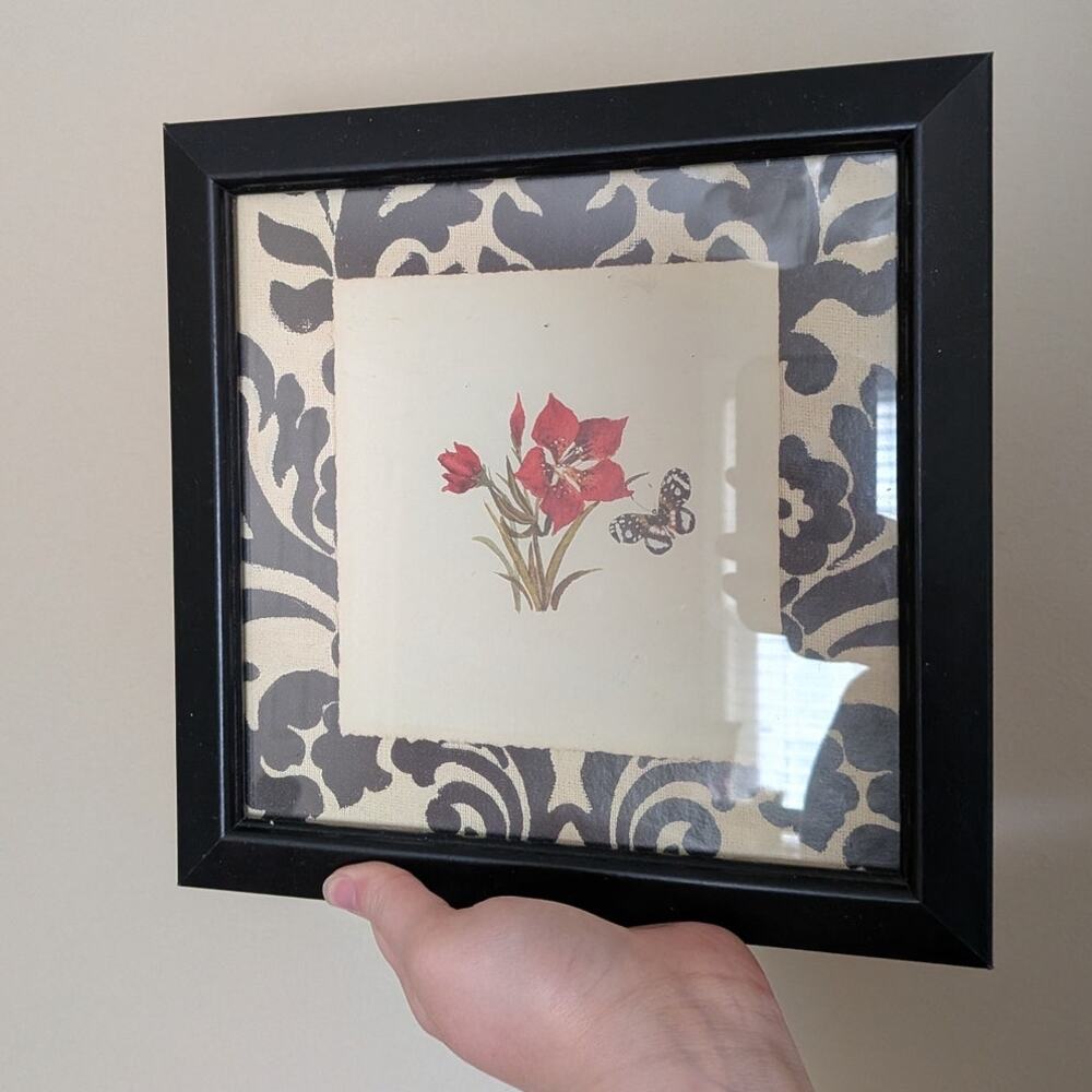 Home Interiors Cottagecore Framed Picture With A Floral Arragement and Butterfly